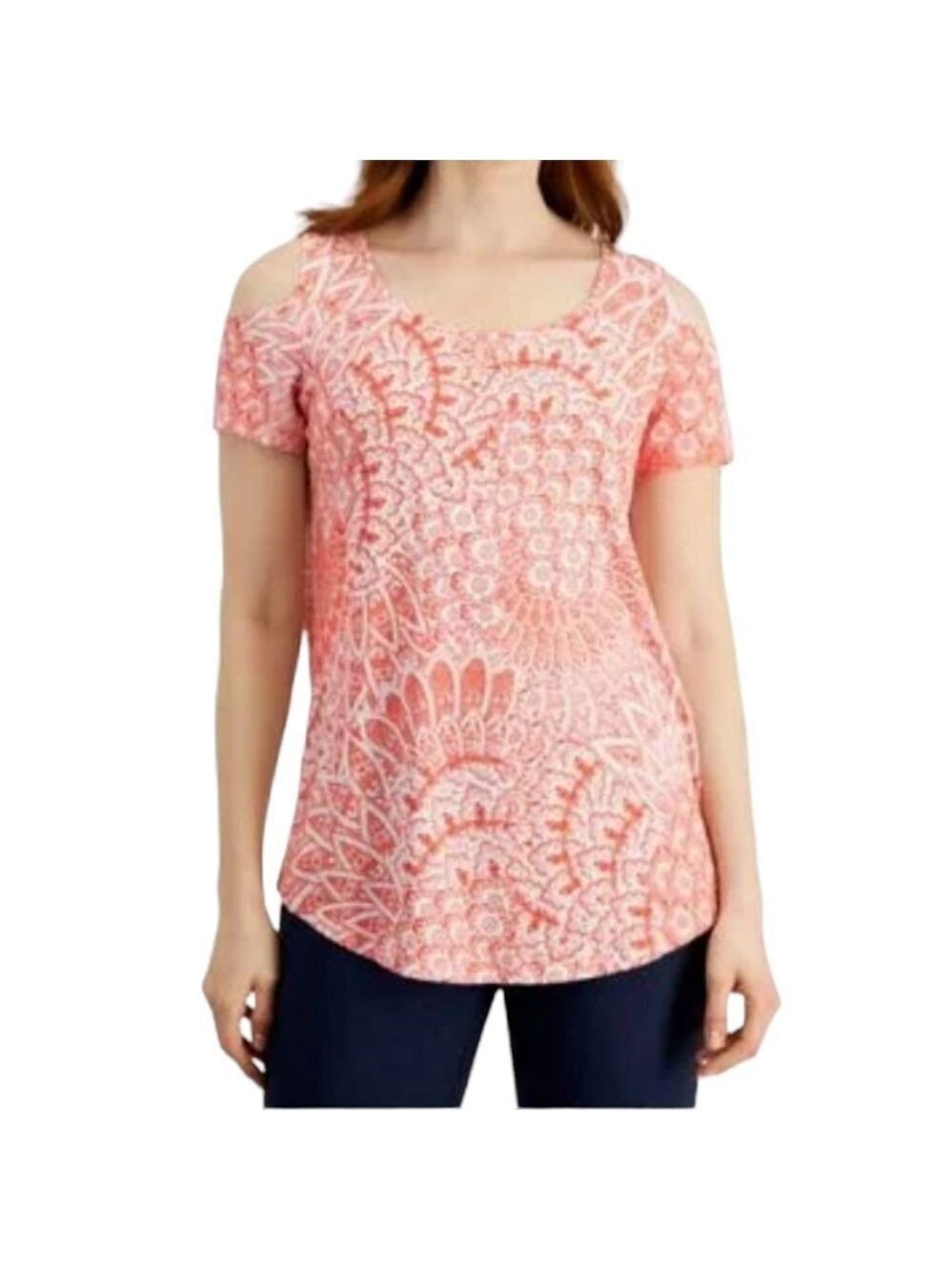 JM Collection Short Sleeve Cold Shoulder Tunic Size Small